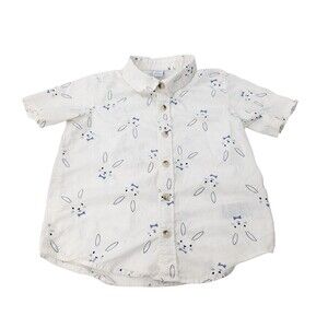 Old Navy Easter Bunny White Spring Stretch Button Down Collared T-Shirt Size 4T
